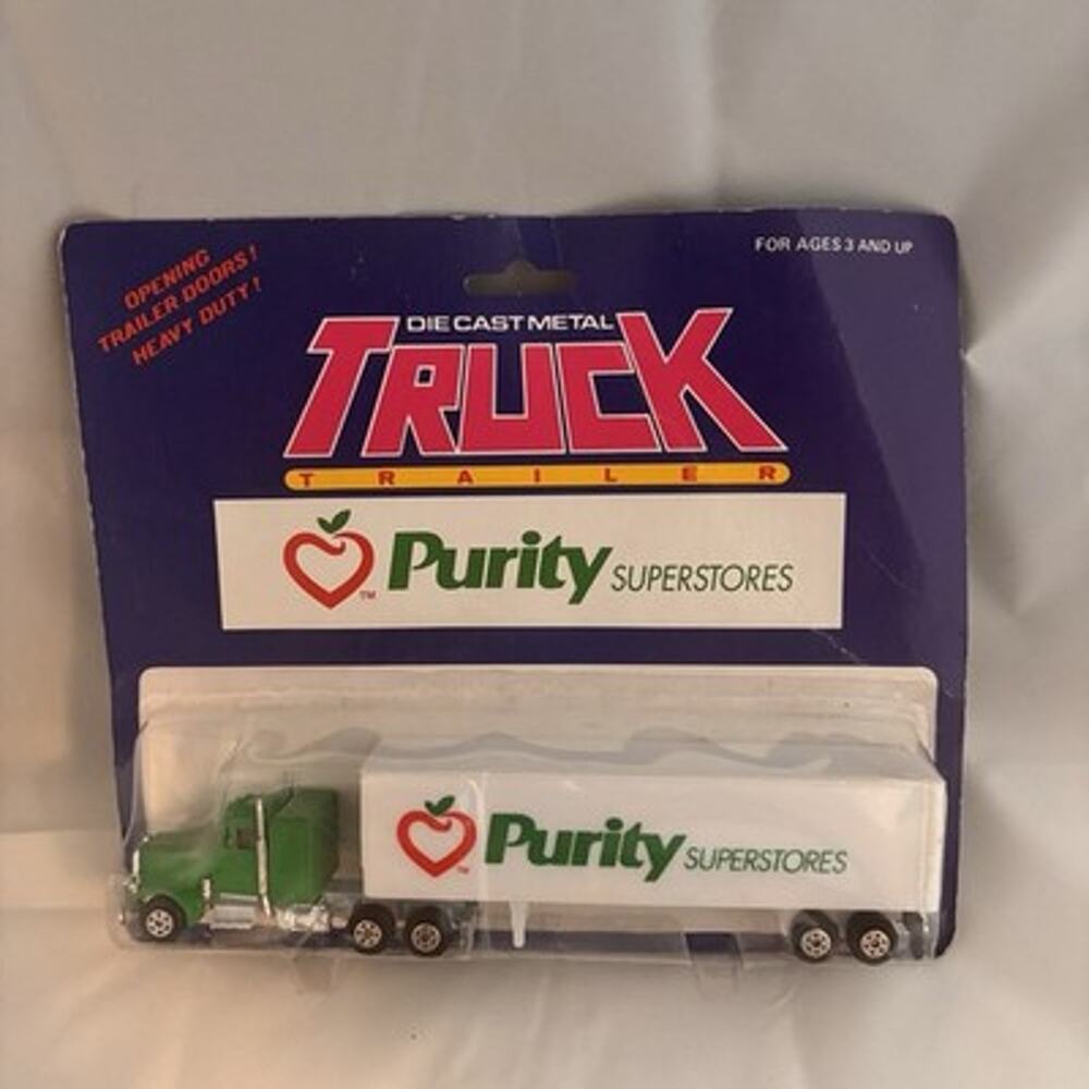 Vintage Purity Superstores Die Cast Semi Truck Trailer 7” Advertising New Pack